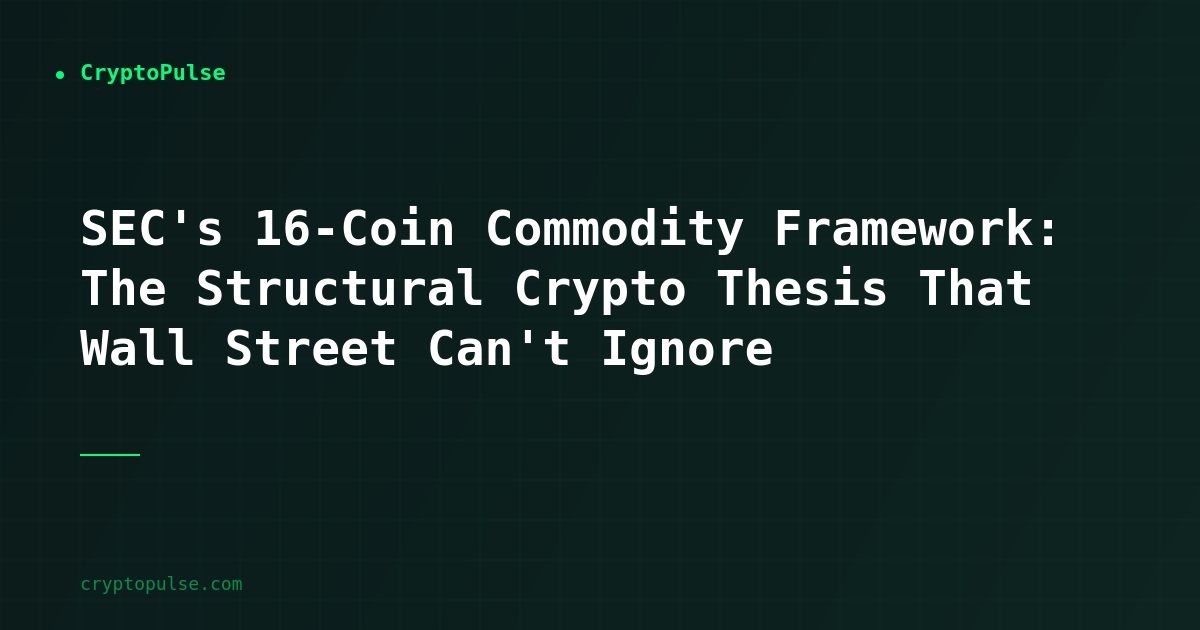 SEC's 16-Coin Commodity Framework: The Structural Crypto Thesis That Wall Street Can't Ignore