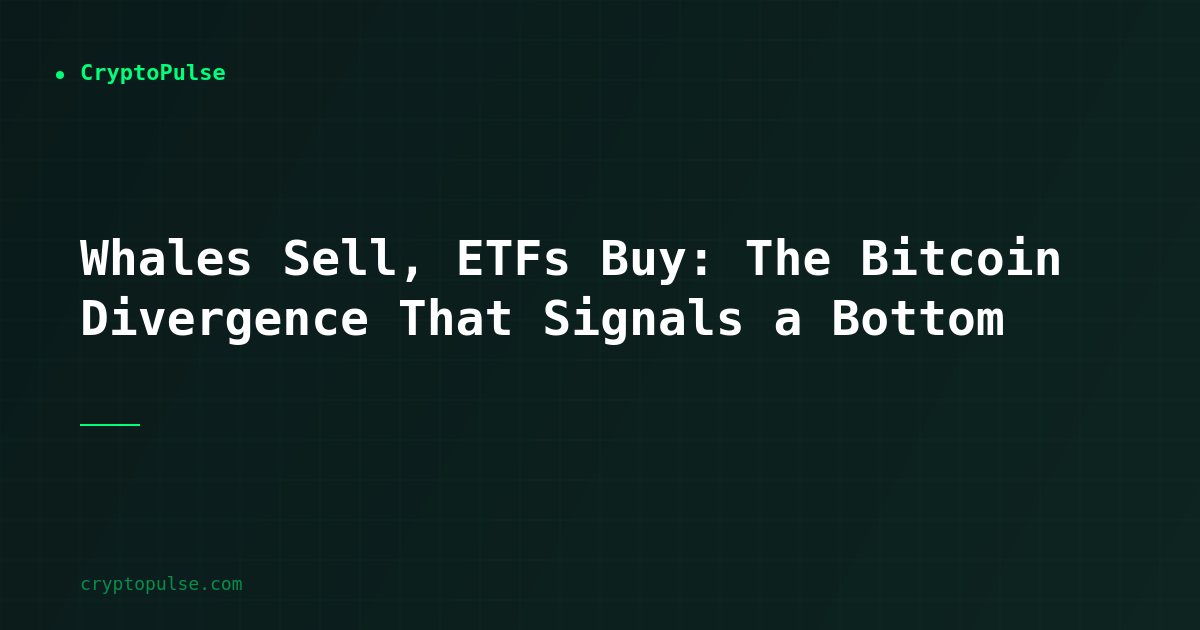 Whales Sell, ETFs Buy: The Bitcoin Divergence That Signals a Bottom