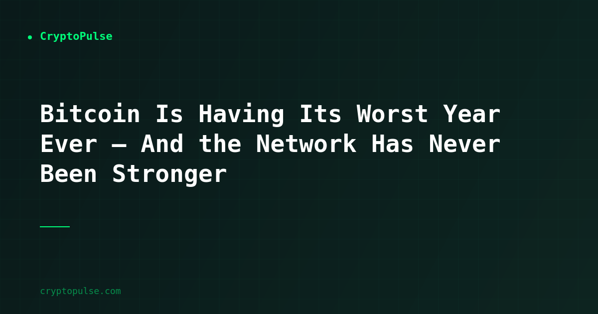 Bitcoin Is Having Its Worst Year Ever — And the Network Has Never Been Stronger