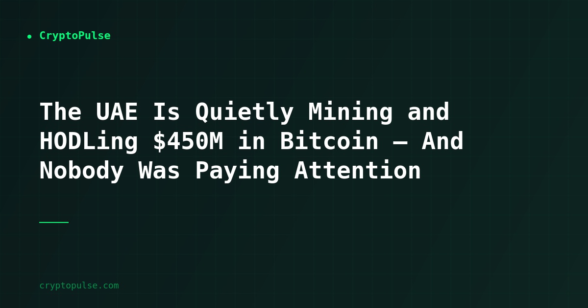 The UAE Is Quietly Mining and HODLing $450M in Bitcoin — And Nobody Was Paying Attention