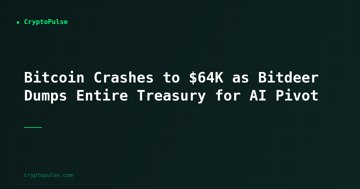 Bitcoin Crashes to $64K as Bitdeer Dumps Entire Treasury for AI Pivot