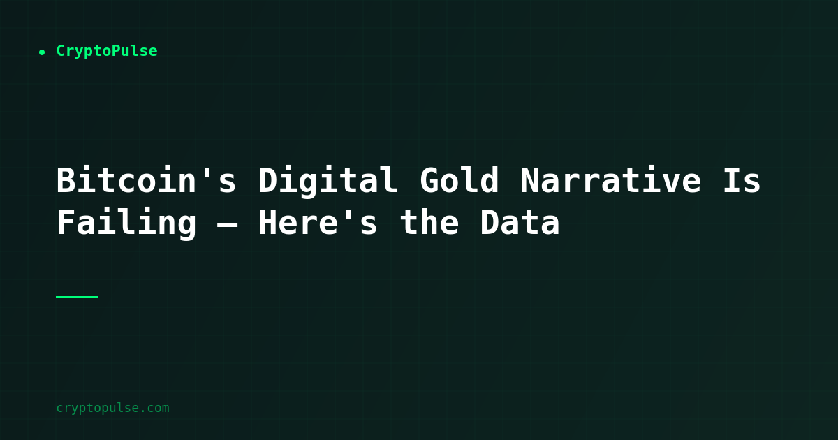 Bitcoin's Digital Gold Narrative Is Failing — Here's the Data