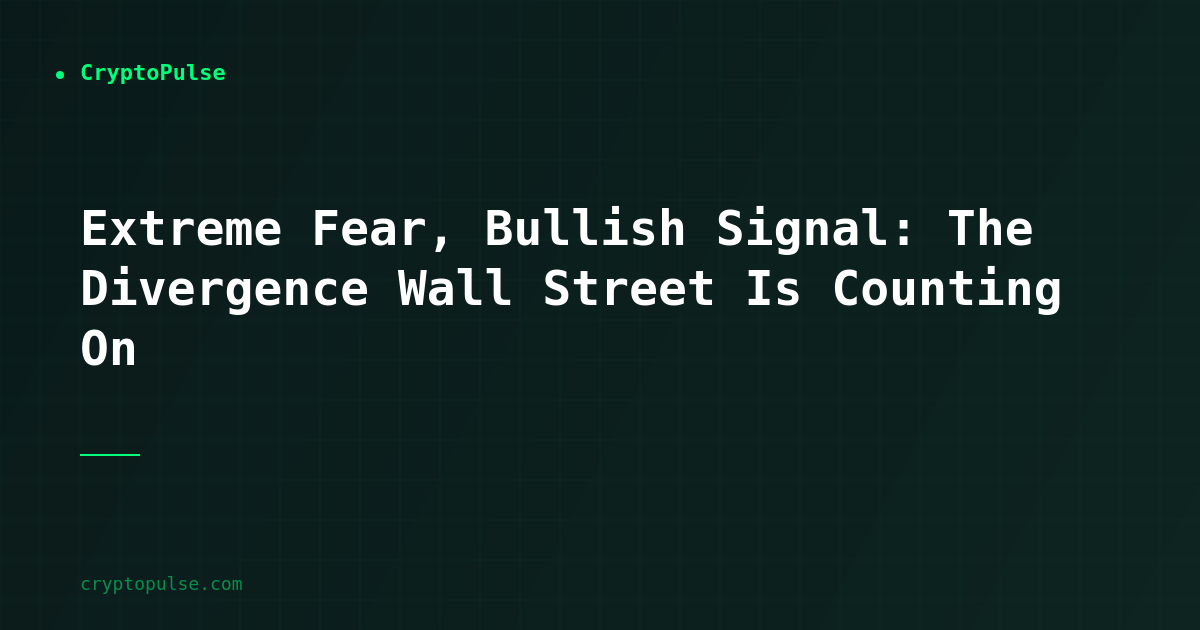Extreme Fear, Bullish Signal: The Divergence Wall Street Is Counting On