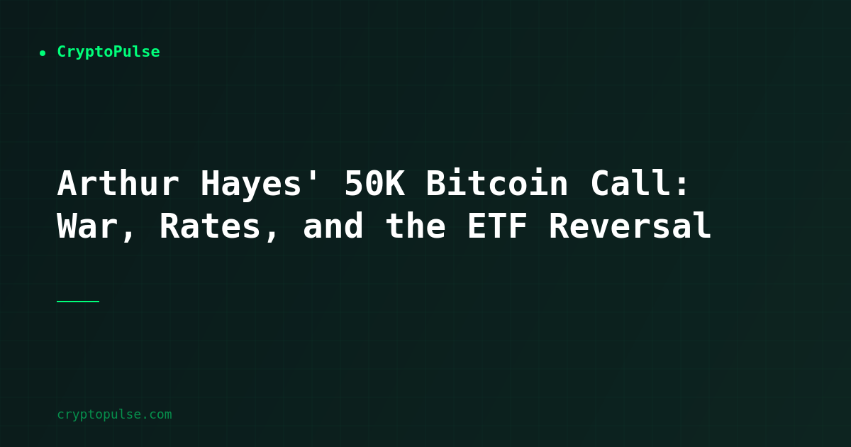 Arthur Hayes' $750K Bitcoin Call: War, Rates, and the ETF Reversal