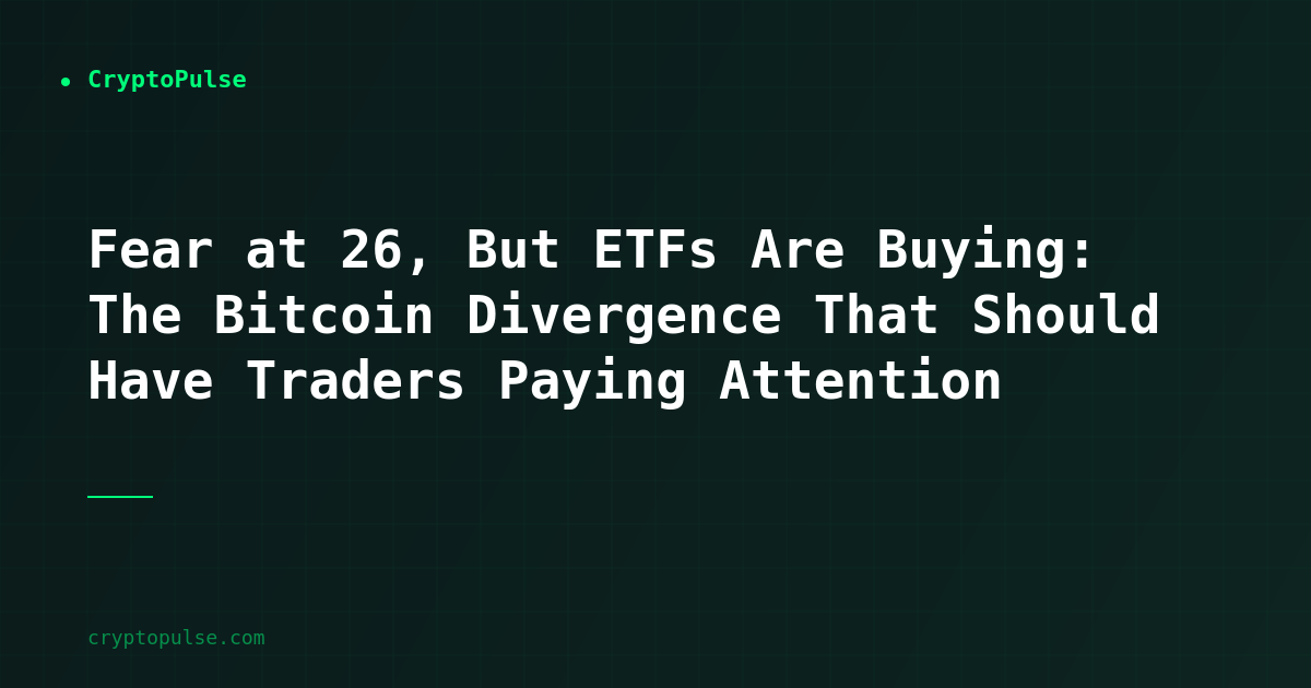 Fear at 26, But ETFs Are Buying: The Bitcoin Divergence That Should Have Traders Paying Attention